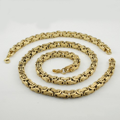 Men’s Premium Stainless Steel Chain Necklace & Bracelet Jewelry Set