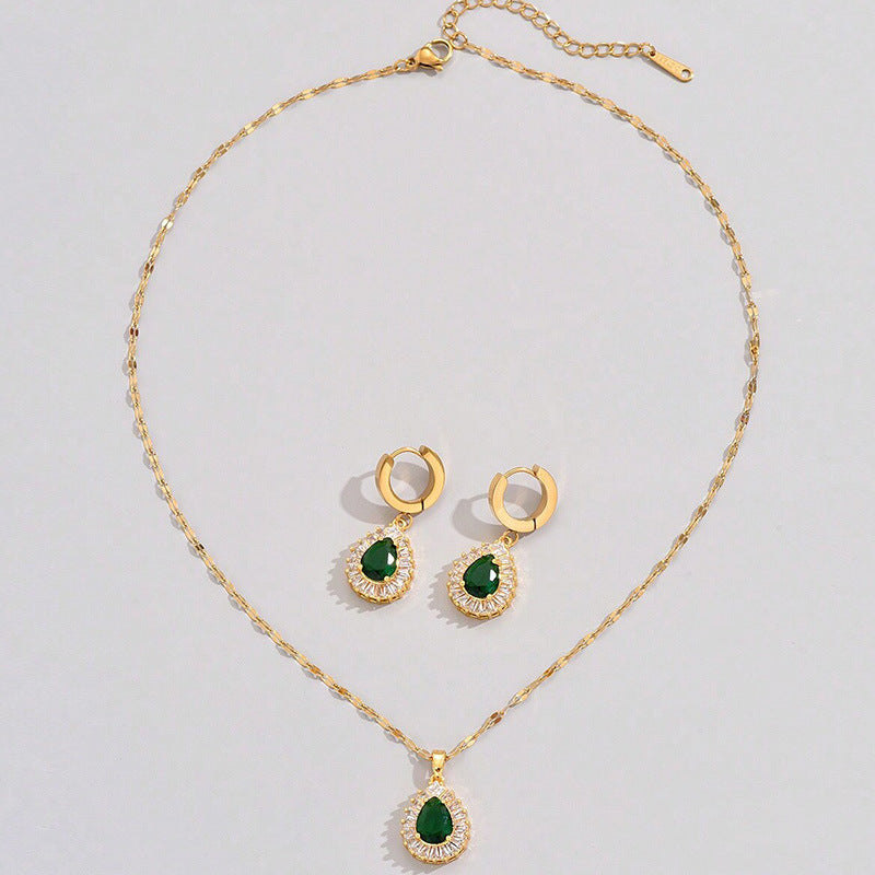 Vintage Jade Necklace & Earrings Set