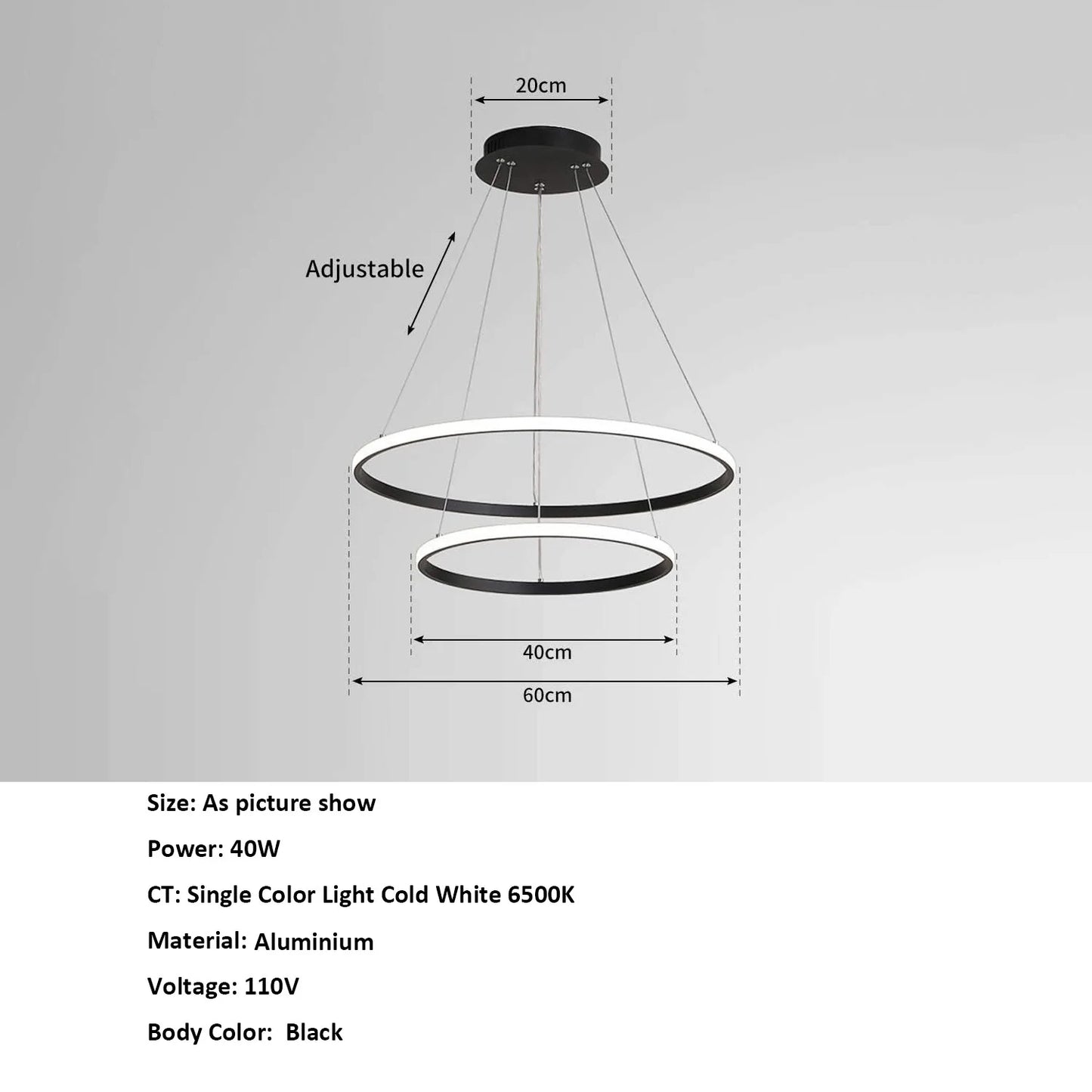 Modern LED Ring Chandelier 3 Ring Dimmable Circular Dining Ceiling Pendant Light for Dinning Room Living Room