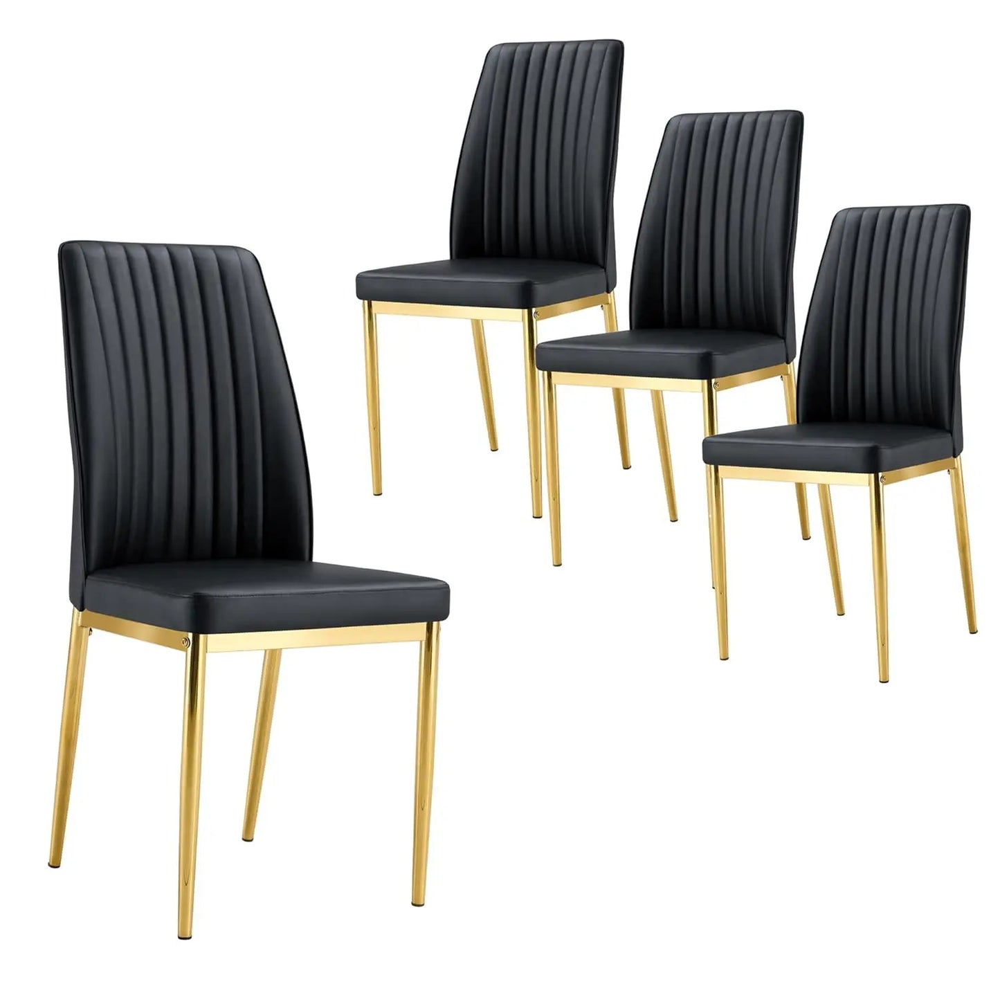Set of 4 Brown Suede Dining Chairs with Metal Legs