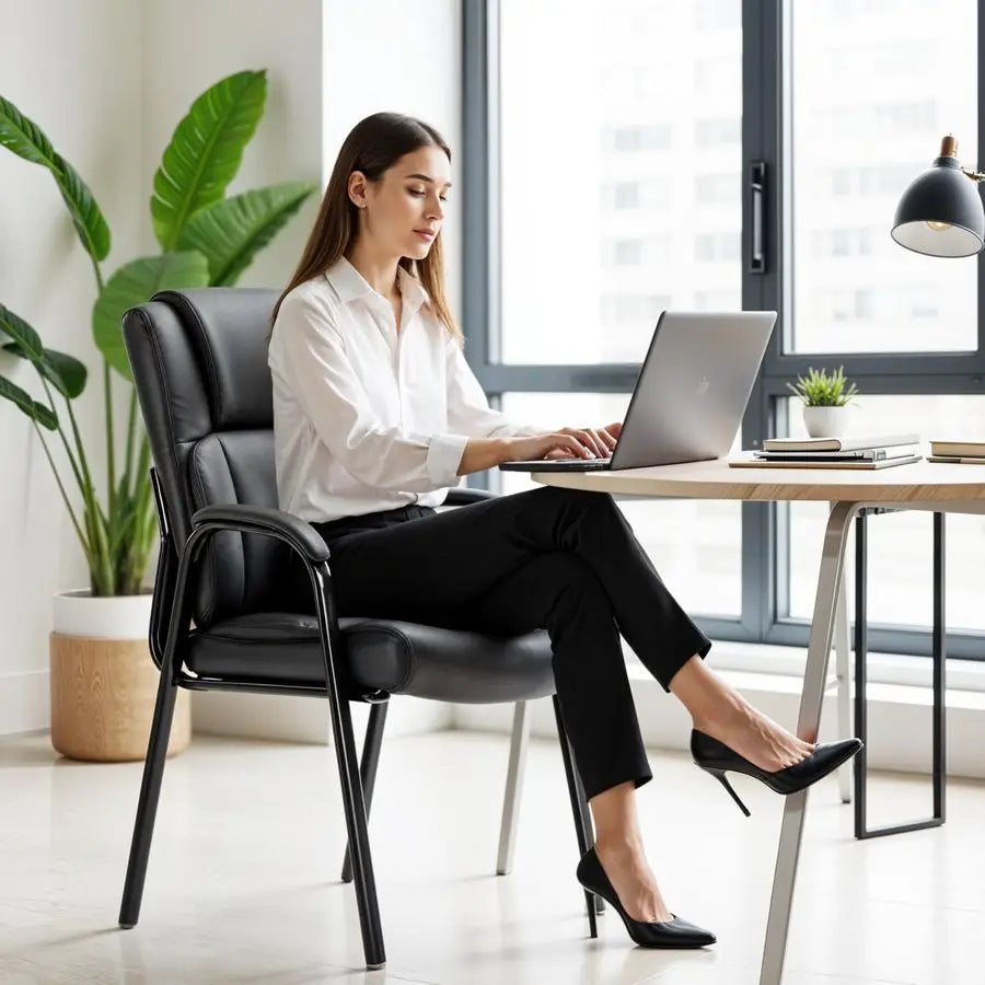 Leather Office Guest Chair with Padded Armrests