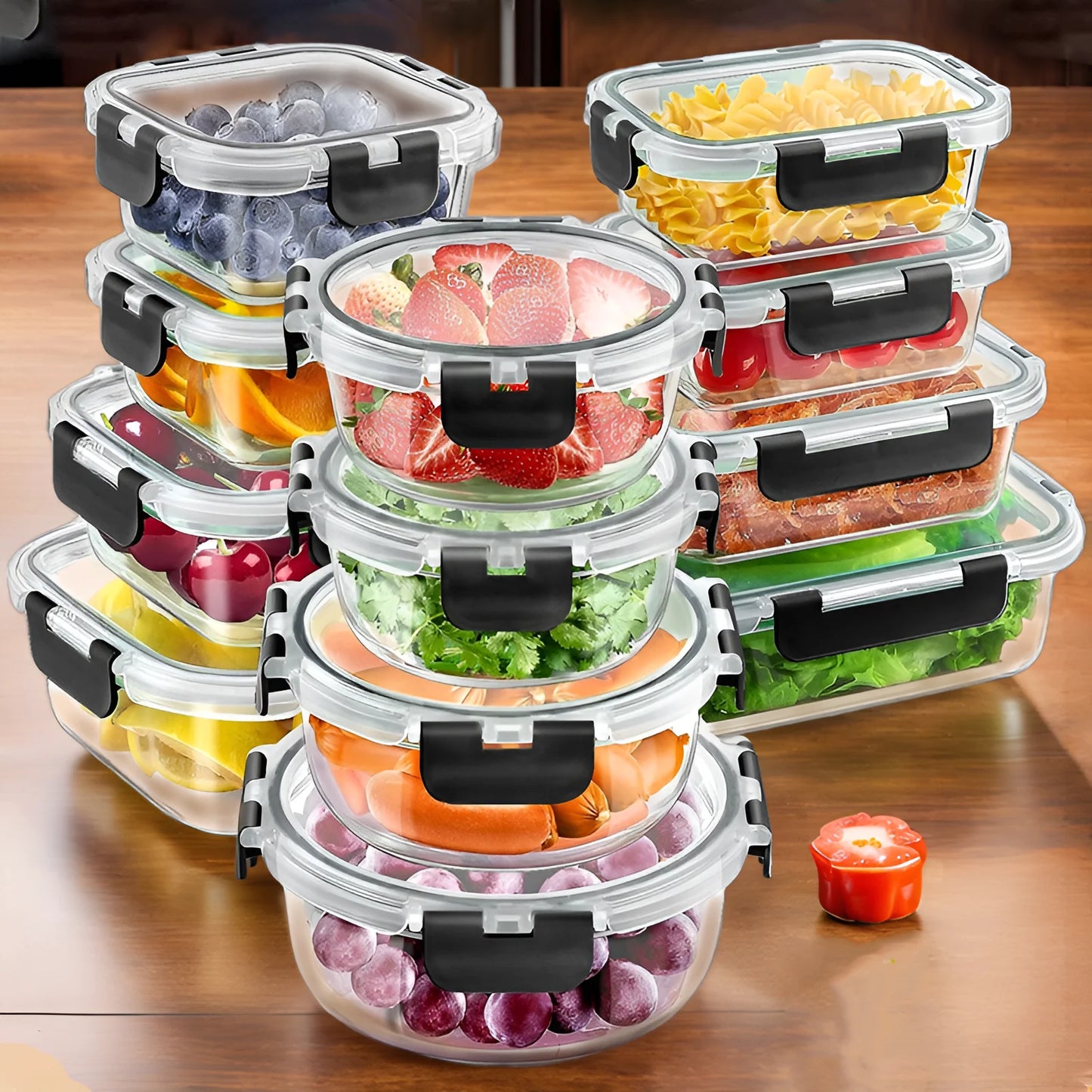 12PCS Glass Meal Prep Containers Set