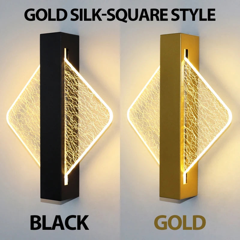 Luxury Acrylic Gold Foil LED Wall Sconce – 10W