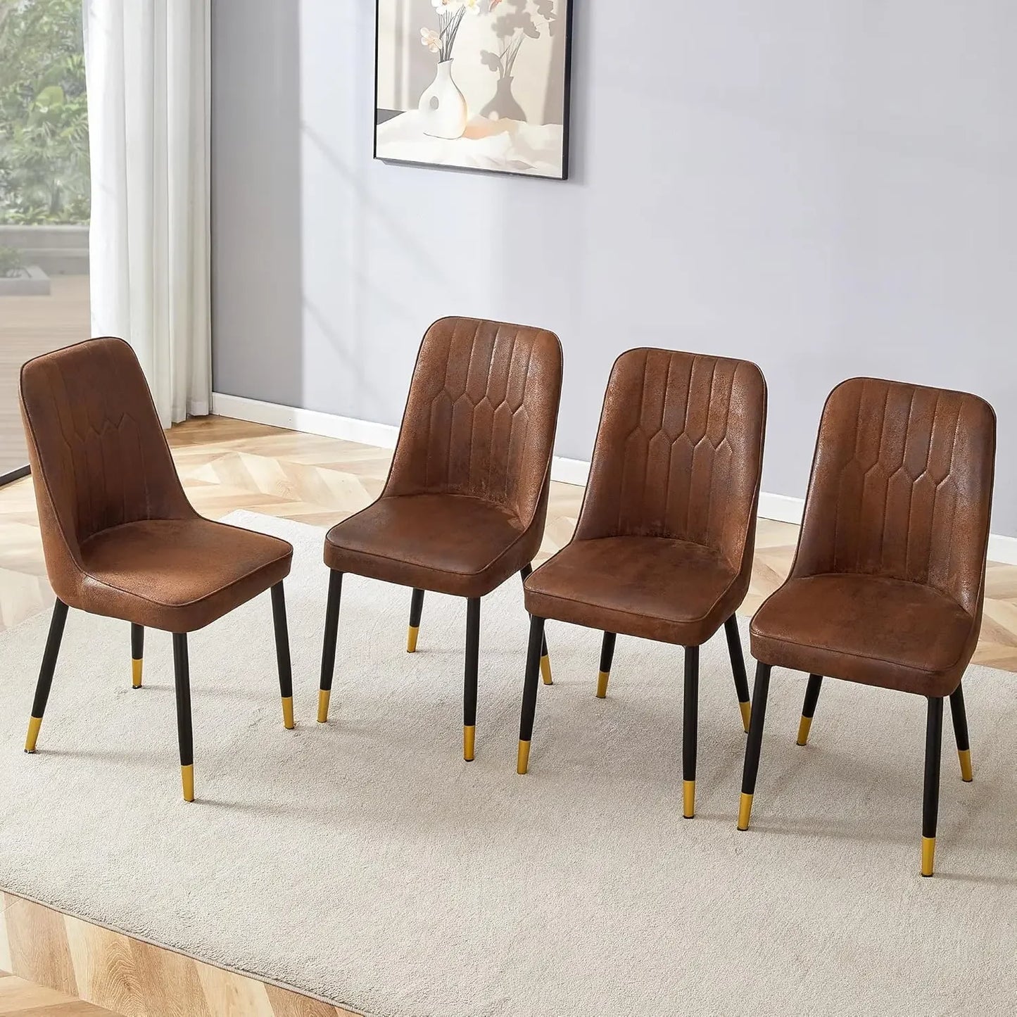 Black Leather Dining Chairs Set of 4