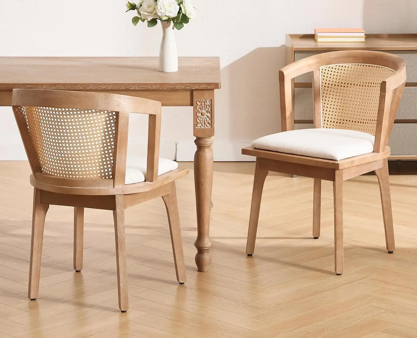 Rattan Mid-Century Dining Chairs (Set of 2)