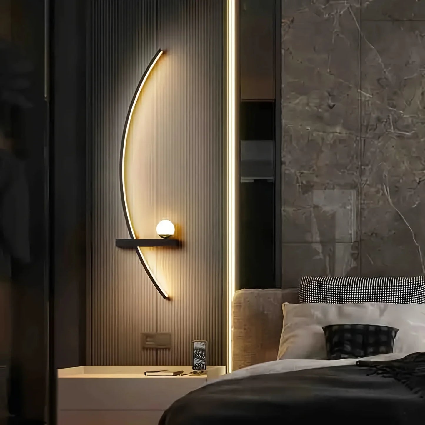 2-Pack Adjustable LED Wall Sconces – Modern Arched Bedside Lamps