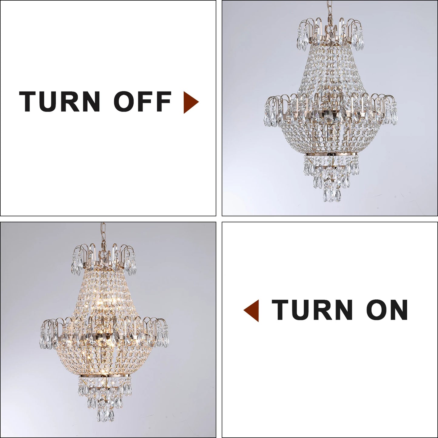 Luxury Gold K9 Crystal Chandelier – Elegant Dazzling Ceiling Light for Living Room & Dining Room