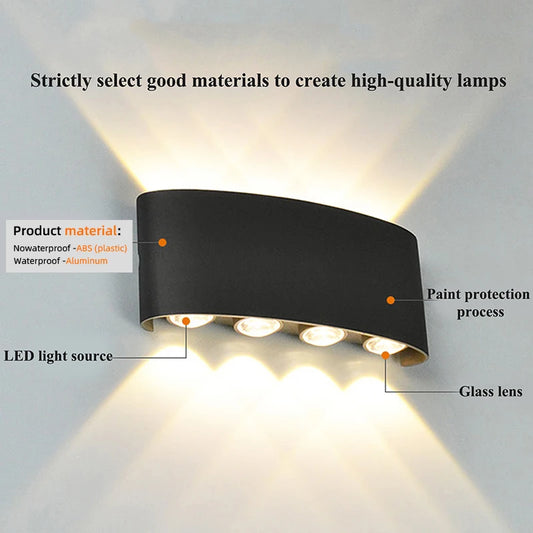 Waterproof LED Wall Sconce - Modern Indoor/Outdoor Up-Down Wall Light