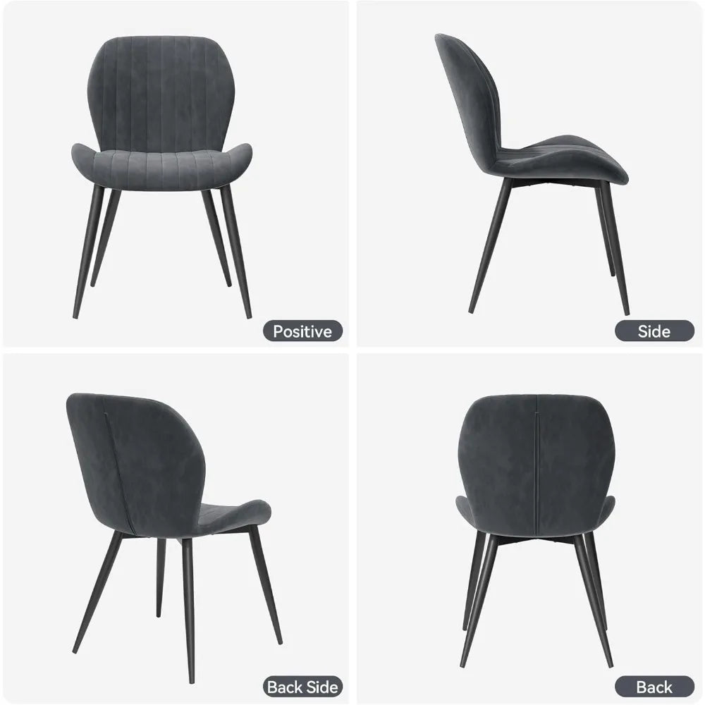 Set of 4 Velvet Dining Chairs with Metal Legs