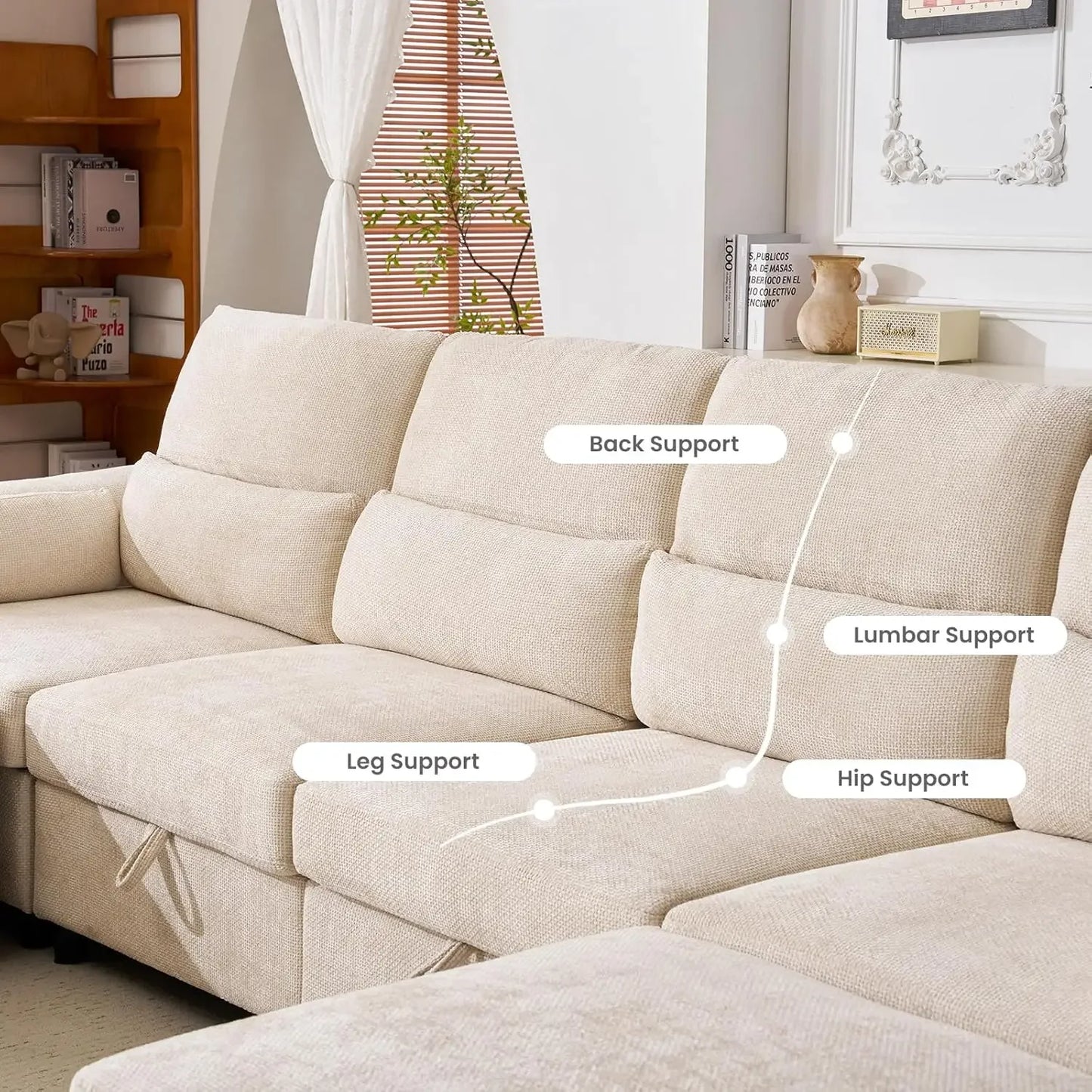 132-Inch Oversized Sectional Sofa with Storage