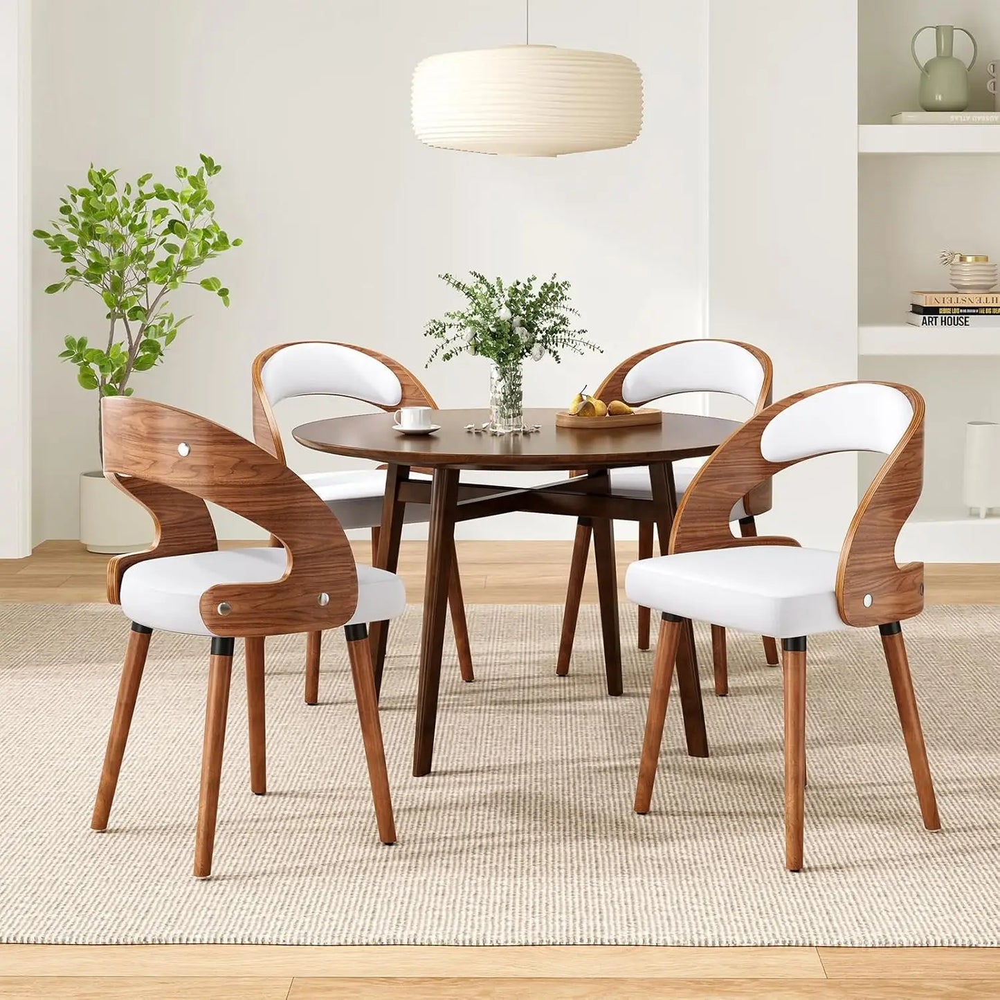 Wood Upholstered Dining Chairs (Set of 4)