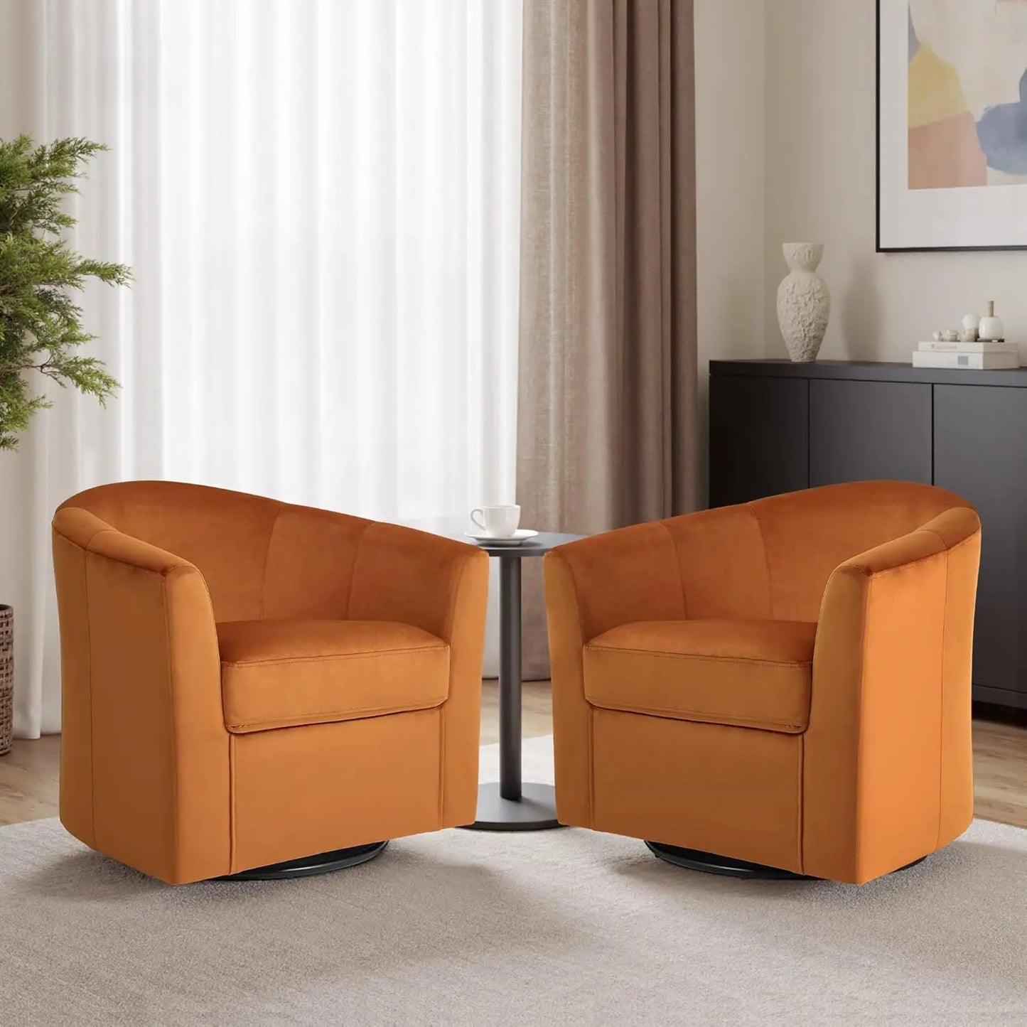 Modern Swivel Barrel Accent Chair Set of 2