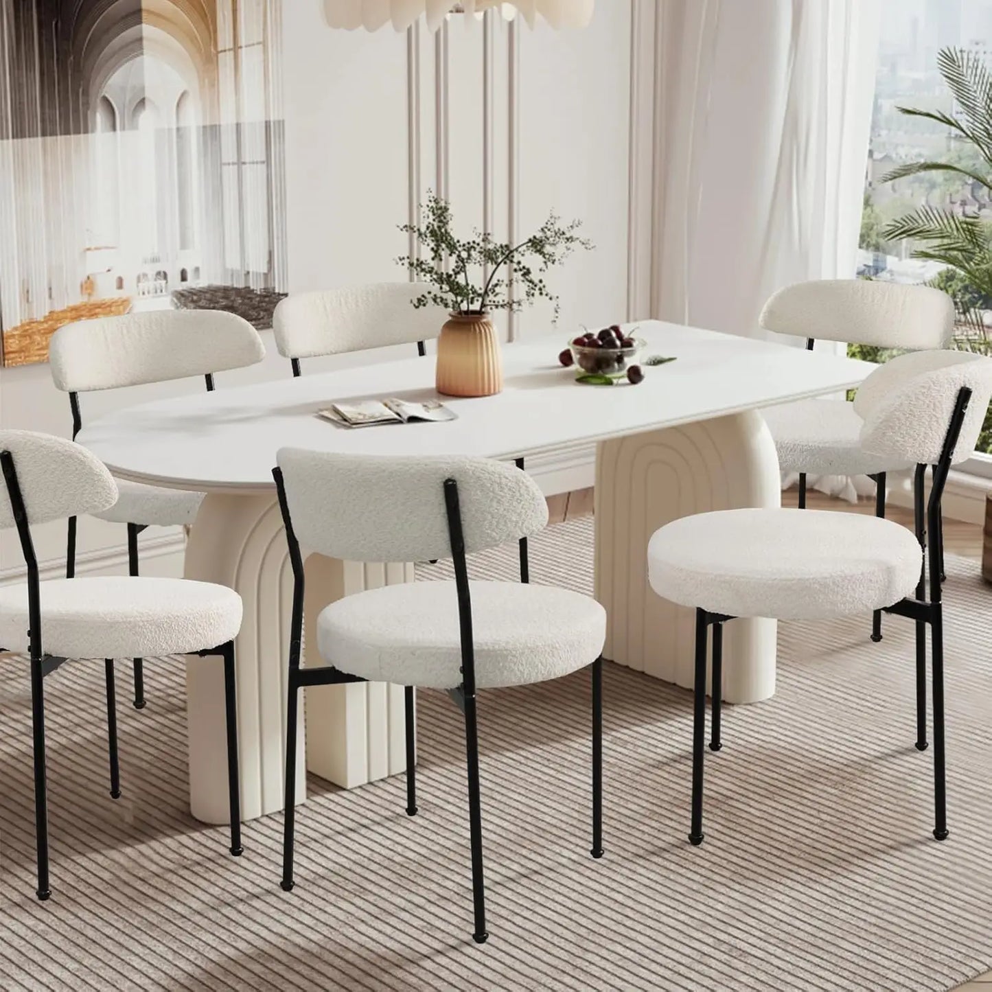 Modern Teddy Dining Chairs with Gold Legs (Set of 6)