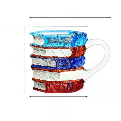 Painted Book-Shaped Stacking Glass Mug