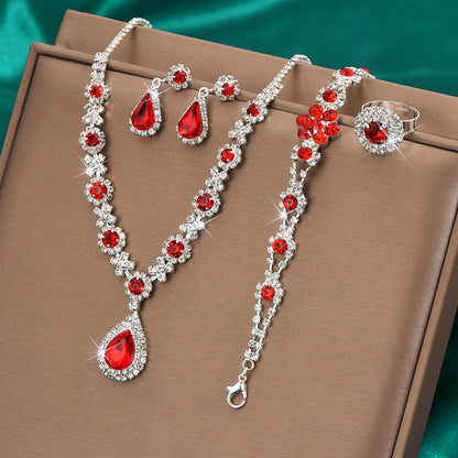 Jewelry set Earrings Necklace And Ringfour-piece Set