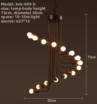 Adjustable Industrial Multi-Head LED Chandelier