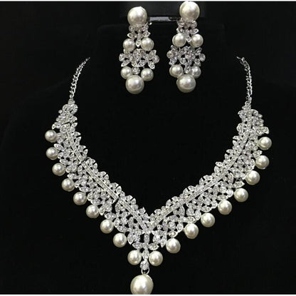 Pearl Necklace Bridal Necklace and Earring Set