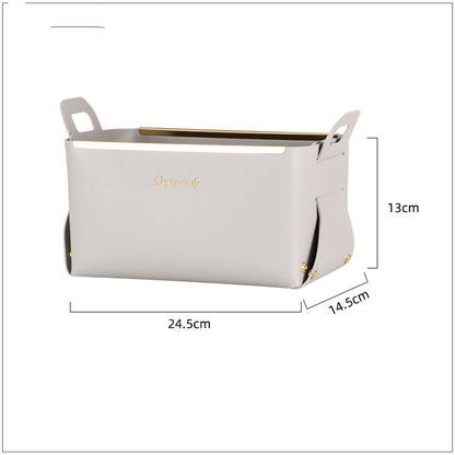 Leather Storage Box With Handle Storage Basket