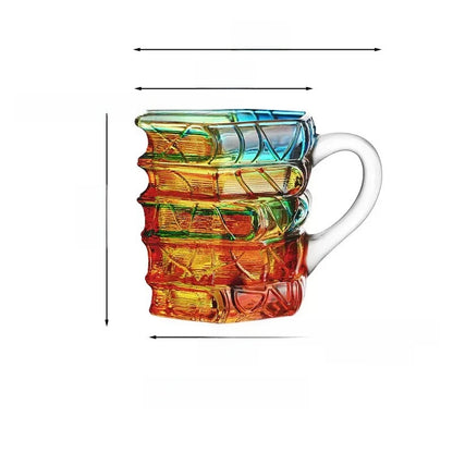 Painted Book-Shaped Stacking Glass Mug