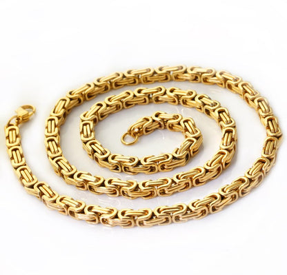 Men’s Premium Stainless Steel Chain Necklace & Bracelet Jewelry Set