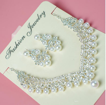 Pearl Necklace Bridal Necklace and Earring Set