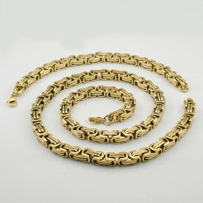 Men’s Premium Stainless Steel Chain Necklace & Bracelet Jewelry Set