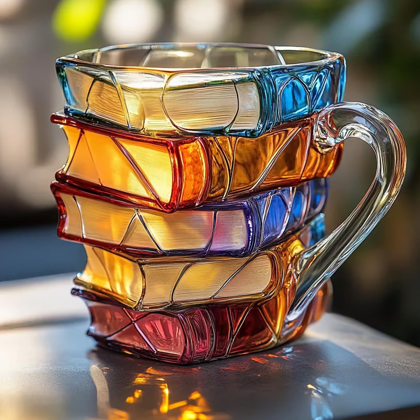 Painted Book-Shaped Stacking Glass Mug