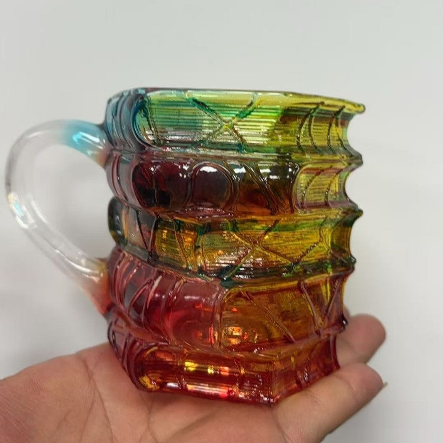 Painted Book-Shaped Stacking Glass Mug