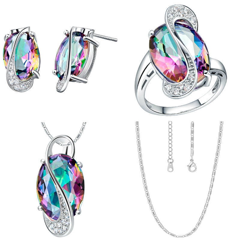 Floral Gemstone Necklace – Unisex Exotic Pendant for Gifting