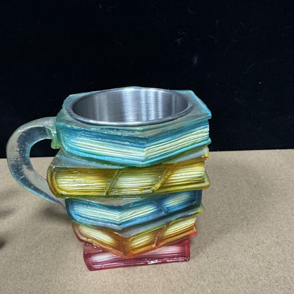 Painted Book-Shaped Stacking Glass Mug