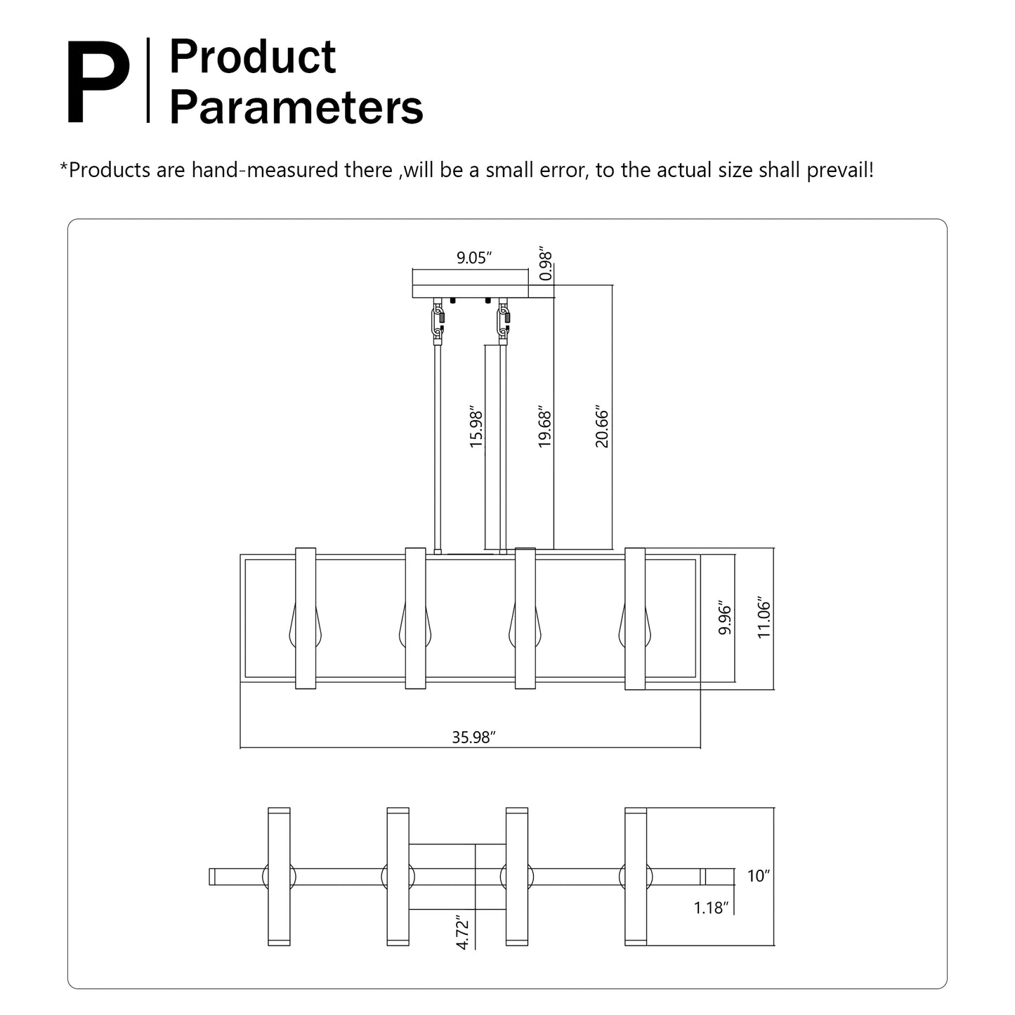 Rustic Wood & Black Metal Island Light
