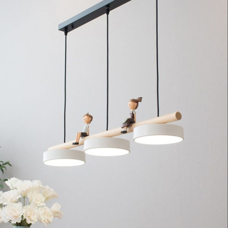 Nordic Style LED Dining Chandelier with Bird Decor