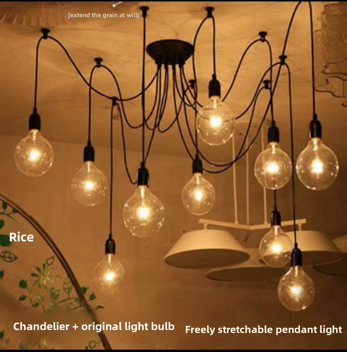 Adjustable Industrial Multi-Head LED Chandelier
