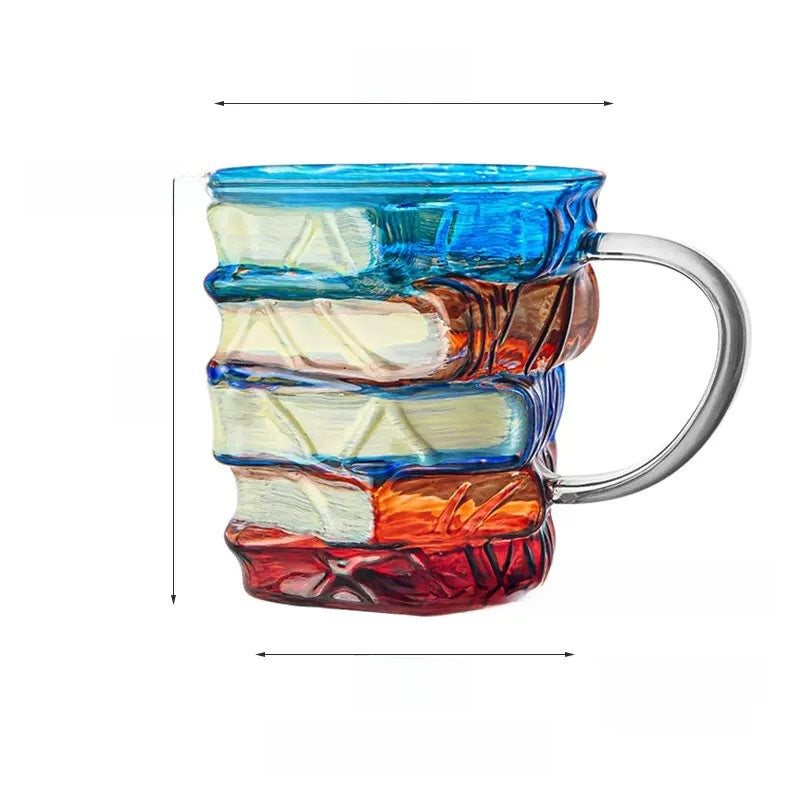 Painted Book-Shaped Stacking Glass Mug
