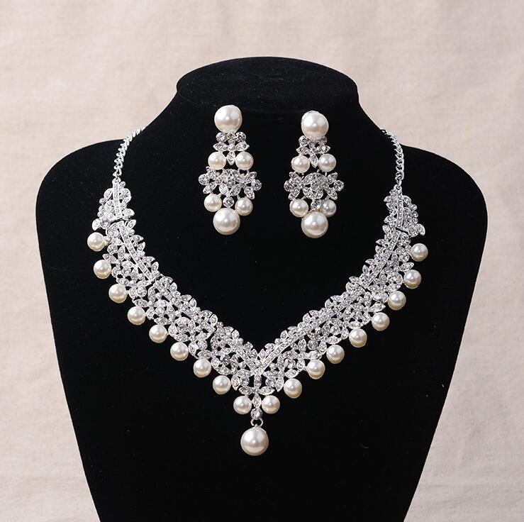 Pearl Necklace Bridal Necklace and Earring Set