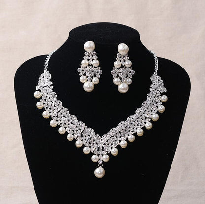 Pearl Necklace Bridal Necklace and Earring Set