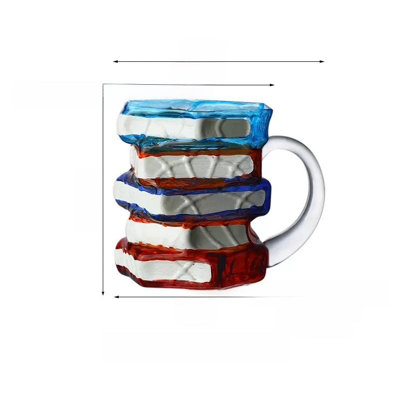 Painted Book-Shaped Stacking Glass Mug