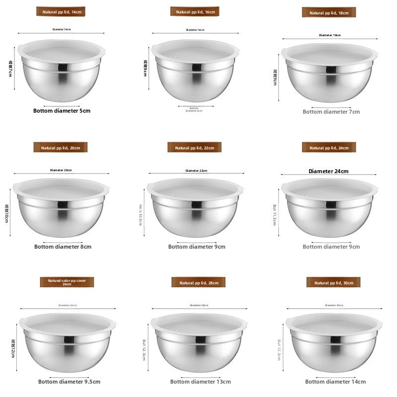 Stainless Steel Mixing Bowl with Silicone Base and Measurement Marks