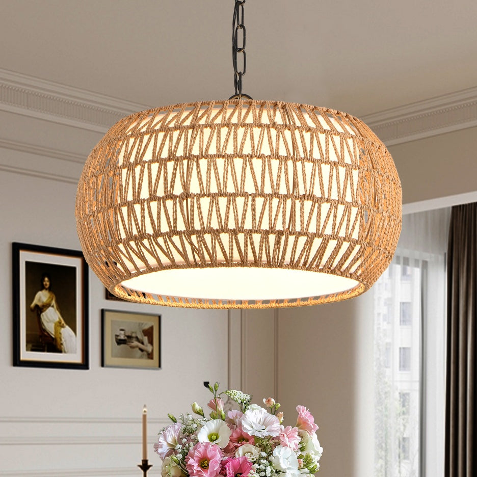 18″ Farmhouse Jute Pendant Light