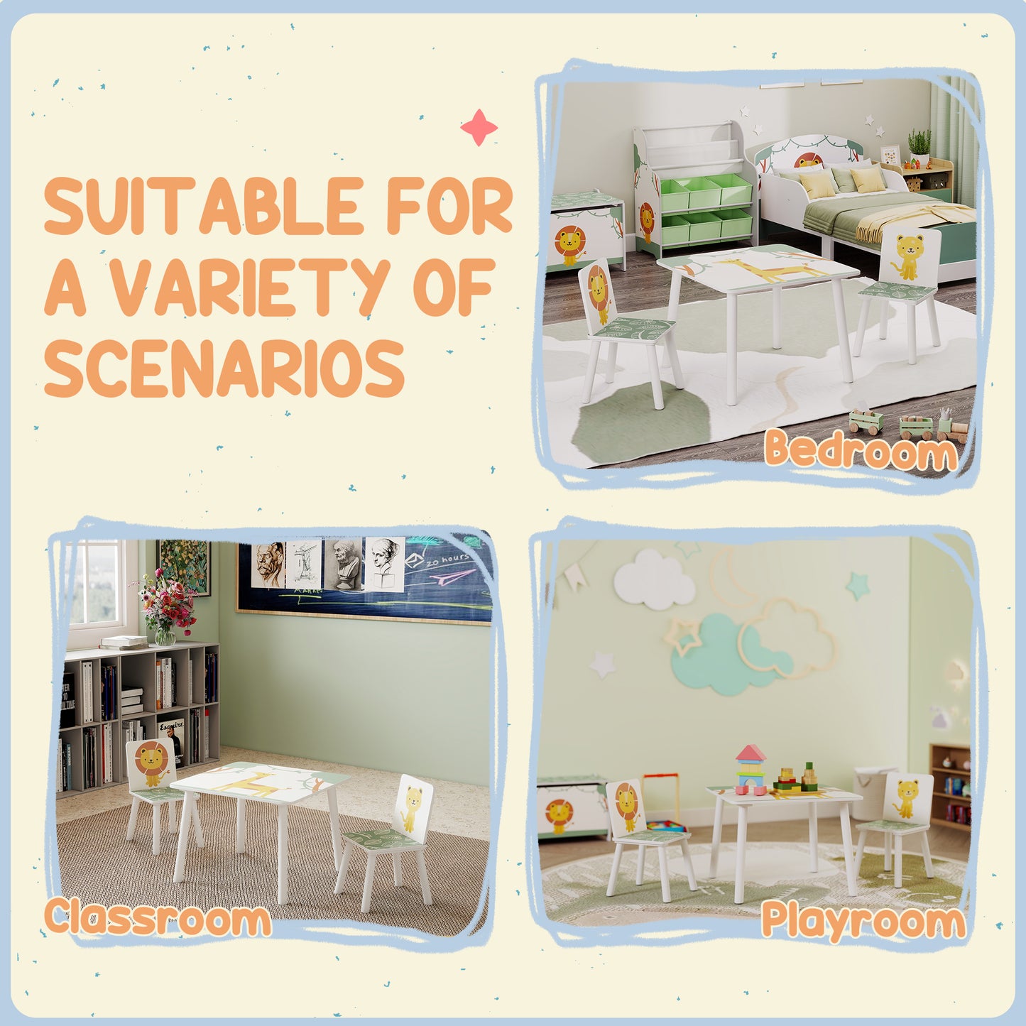 3-Piece Kids Table & Chair Set