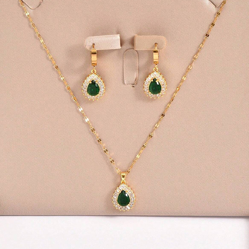 Vintage Jade Necklace & Earrings Set