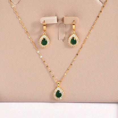 Vintage Jade Necklace & Earrings Set