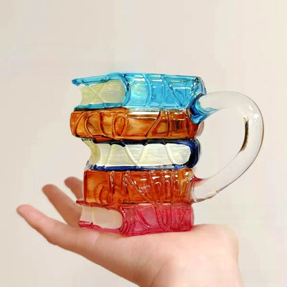Painted Book-Shaped Stacking Glass Mug