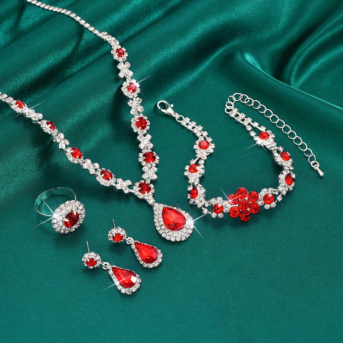 Jewelry set Earrings Necklace And Ringfour-piece Set