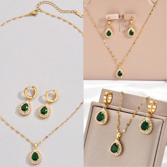 Vintage Jade Necklace & Earrings Set
