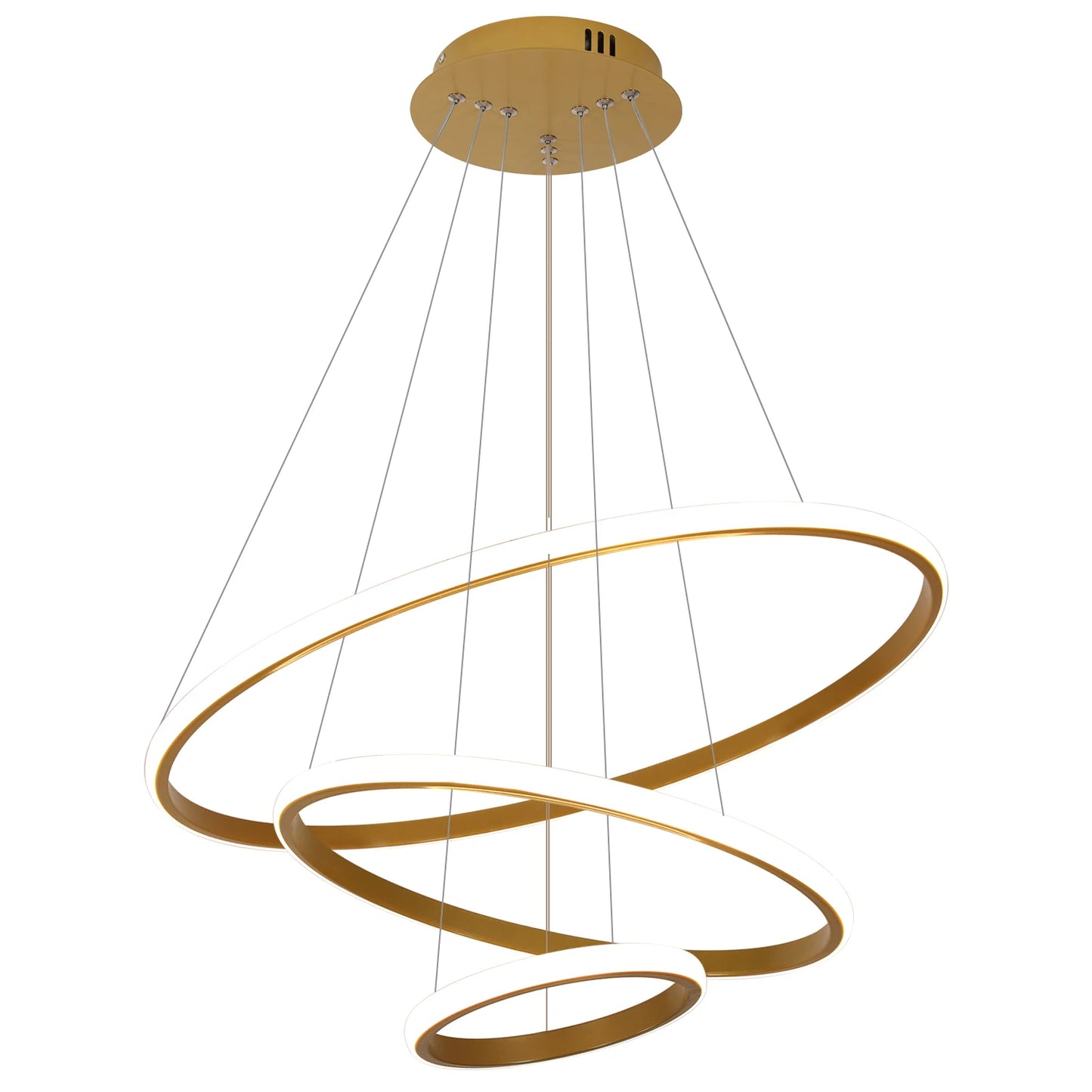 Modern LED Ring Chandelier 3 Ring Dimmable Circular Dining Ceiling Pendant Light for Dinning Room Living Room