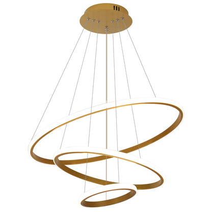 Modern LED Ring Chandelier 3 Ring Dimmable Circular Dining Ceiling Pendant Light for Dinning Room Living Room