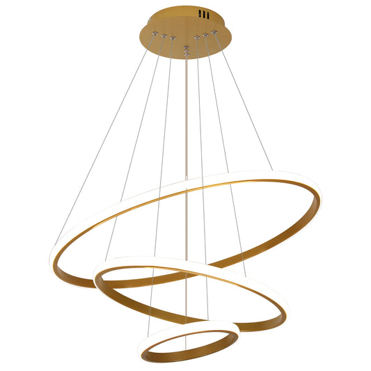 Ring Chandelier 3 Ring Dimmable Circular Dining Ceiling  Light