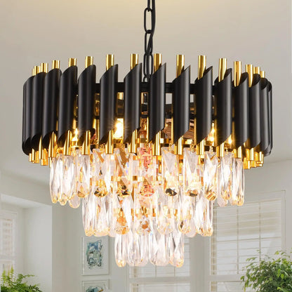 Black Gold Crystal Chandelier – 3 Tier Ceiling Light