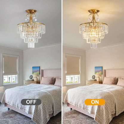 Luxury Gold Crystal Ceiling Light, Round Dimmable